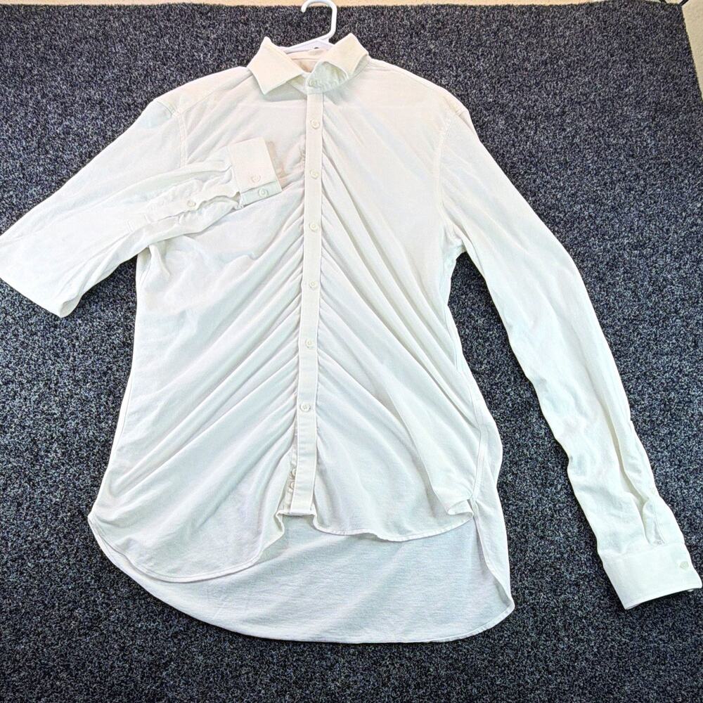 Michael Kors Women's White Solid Chiffon Collared Button-Down Blouse Size M
